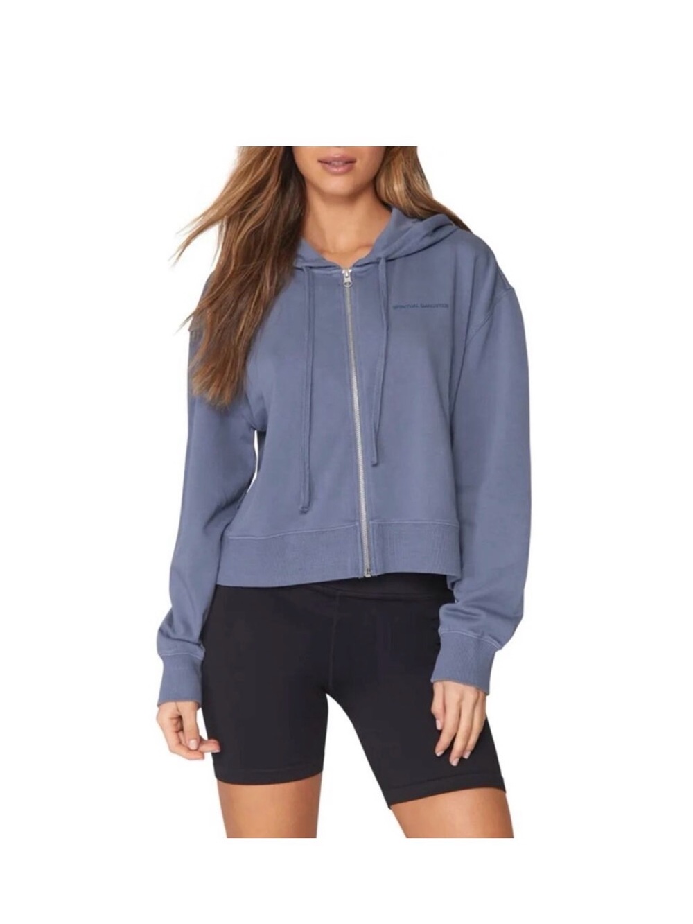 Spiritual Gangster Zip-Up Hooded Sweatshirt in Slate Blue